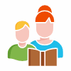 icone animée de personnes qui lisent un livre